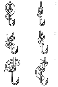 варианты привязывания рыболовных крючков