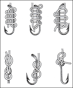 варианты привязывания рыболовных крючков